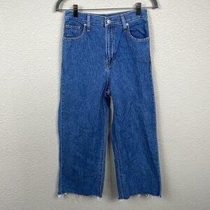 Levis High Waisted Crop Jeans Loose Baggy Medium Wash Sz 26